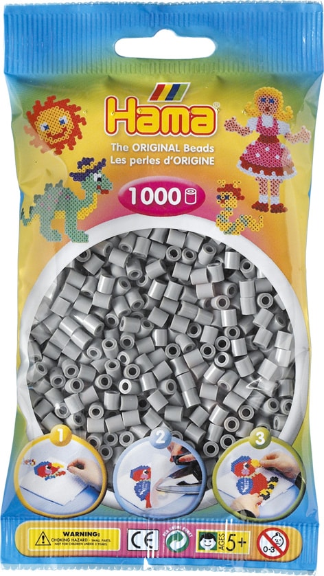 Hama Perler 1000 Stk Grå Midi 207-17