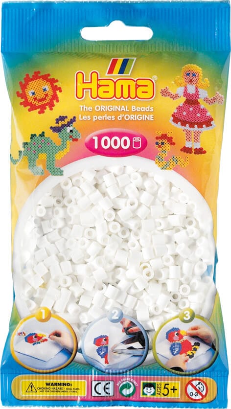Hama Perler 1000 Stk Hvid Midi 207-01