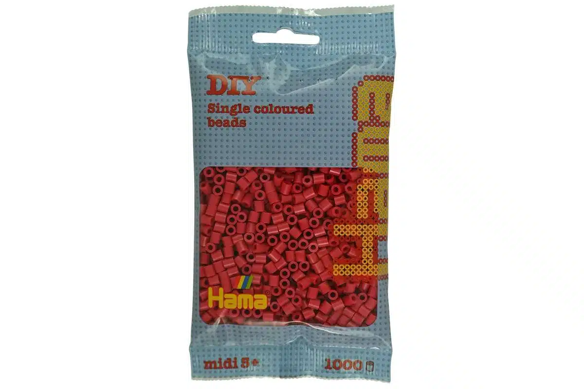 Hama Perler 1000stk Kirsebærrød Midi 207-114