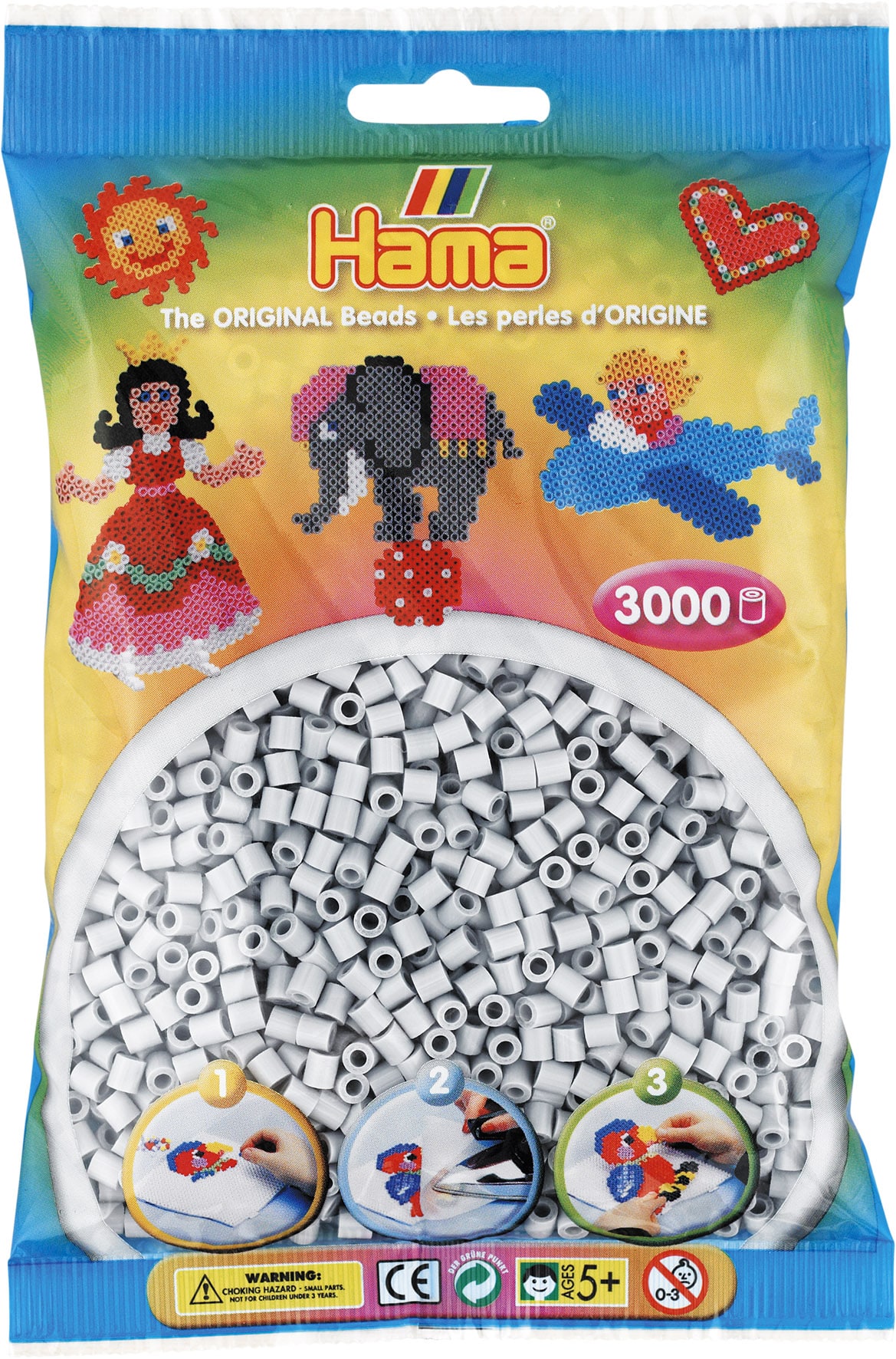 Hama Perler 3000 Stk Lysegrå Midi 201-70