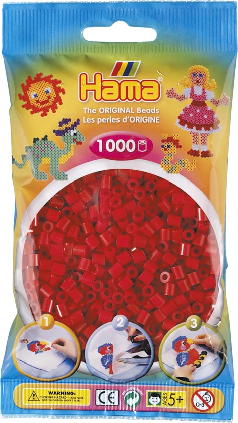 Hama Perler 1000 Stk Mørk Rød Midi 207-22