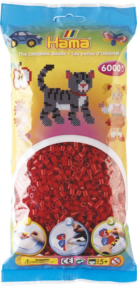 Hama Perler 6000 Stk Mørkerød Julerød Midi 205-22