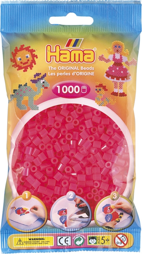 Hama Perler 1000 Stk Neon Fuschia Midi 207-32