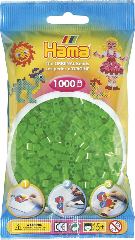 Hama Perler 1000 Stk Neon Grøn Midi 207-37