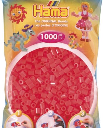 Hama Perler 1000 Stk Neon Rød Midi  207-35