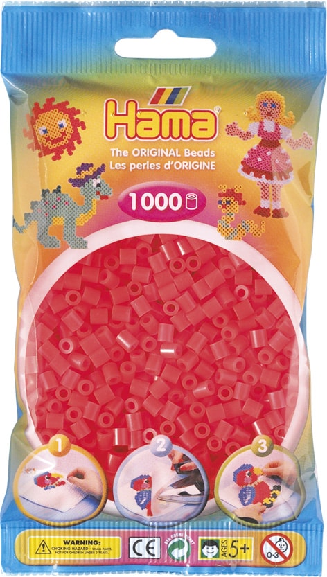 Hama Perler 1000 Stk Neon Rød Midi 207-35