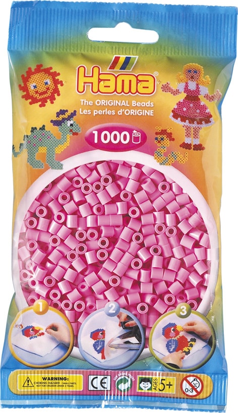 Hama Perler 1000 Stk Pastel Pink Midi 207-48