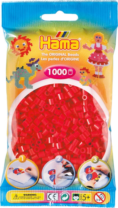 Hama Perler 1000 Stk Rød Midi 207-05