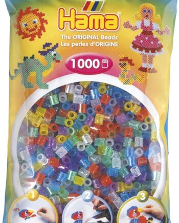 Hama Perler 1000 Stk Transp  Glitter Mix Midi  207-54
