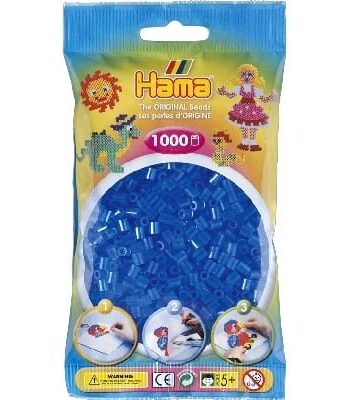 Hama Perler 1000 Stk Transparent Blå- Midi  207-15