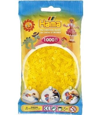 Hama Perler 1000 Stk Transparent Gul- Midi  207-14