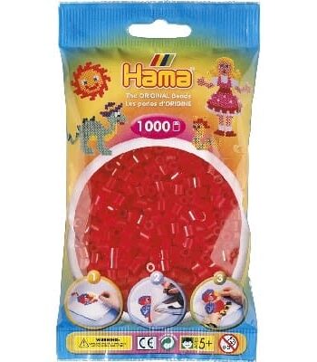 Hama Perler 1000 Stk Transparent Rød- Midi  207-13