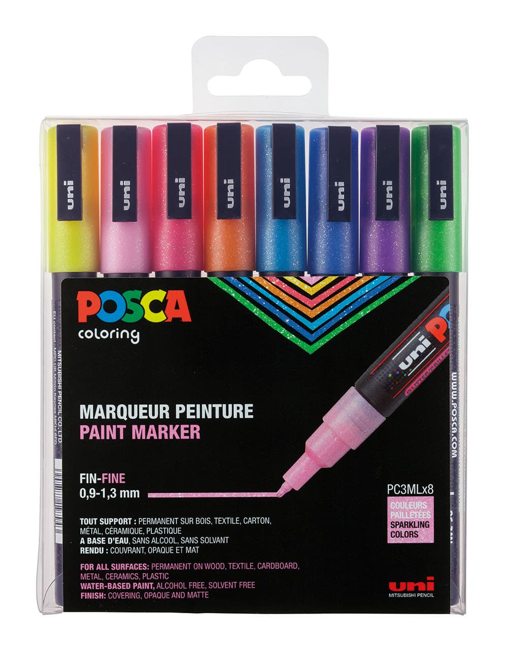 Posca Tusser Sæt Glitter Farver Pc-3m Stk