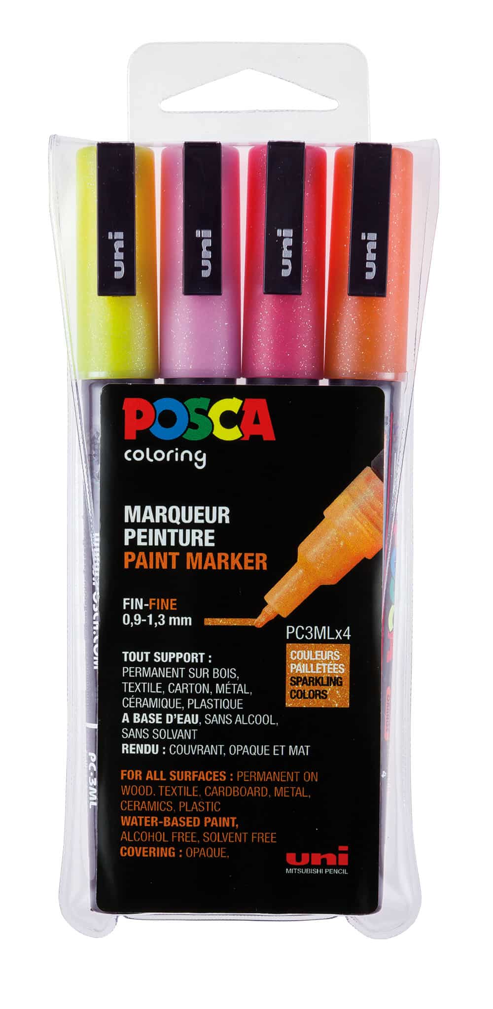 Posca Tusser Sæt Glitter Rødlige Nuancer Pc-3m Stk