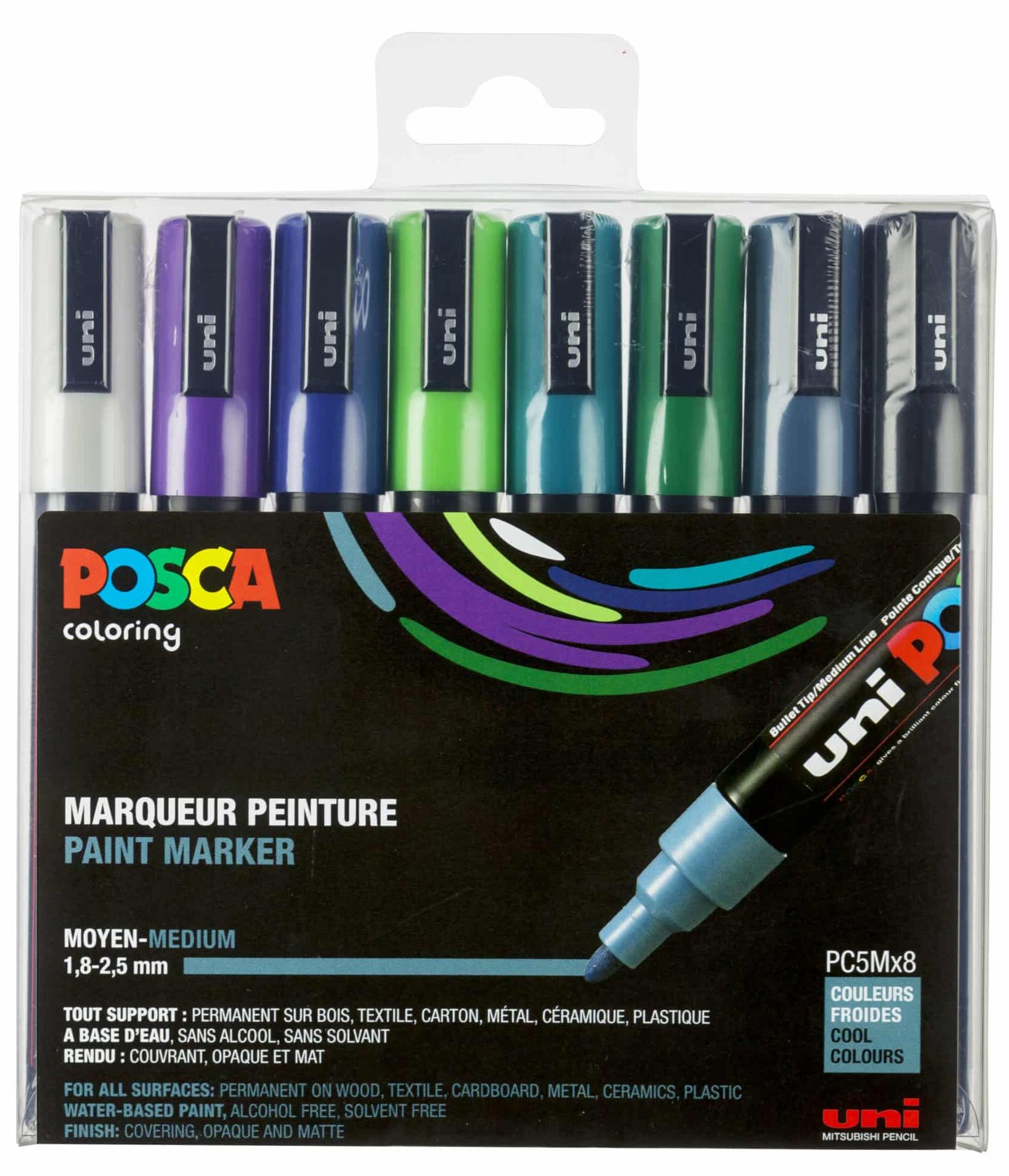 Posca Tusser Sæt Kolde Farver Pc-5m Stk