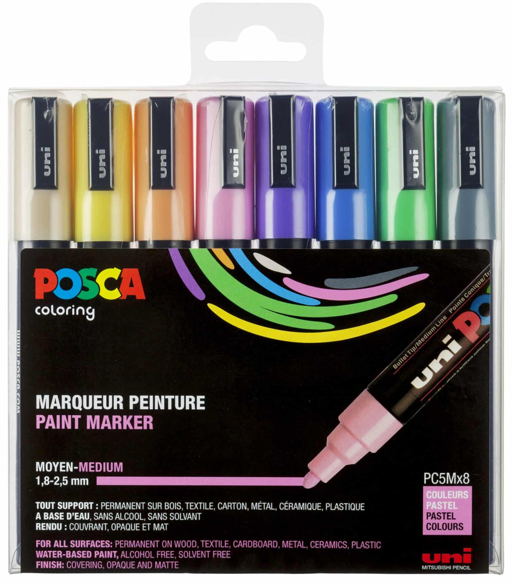 Posca Tusser Sæt Pastel Farver Pc-5m Stk