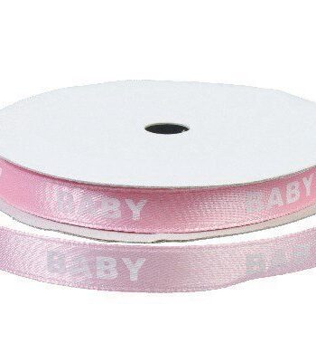 Satinbånd  Baby  Pink   Hvid 9mm 9m