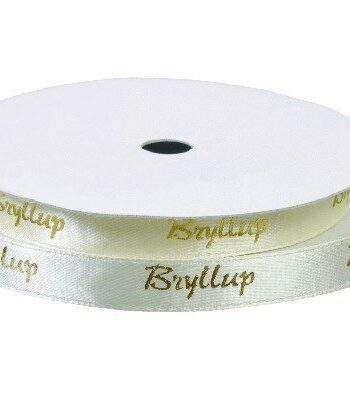 Satinbånd  Bryllup  Creme   Guld 9mm  9m