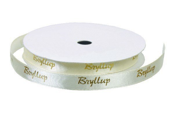 Satinbånd Bryllup Creme Guld 9mm 9m
