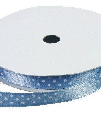 Satinbånd Lyseblå   Prikker 9mm Ca  9m