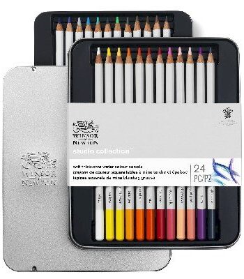 Winsor Newton Akvarel Farveblyanter 24stk   Tin Box