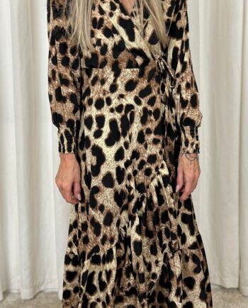 Black Colour Kjole Luna Wrap Golden Leopard