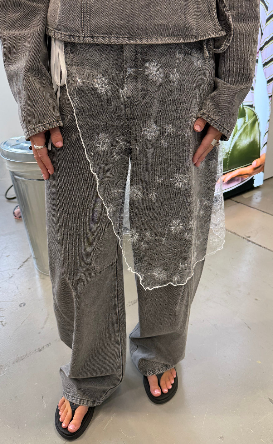 Pieces Bukser Fenna Grey Denim