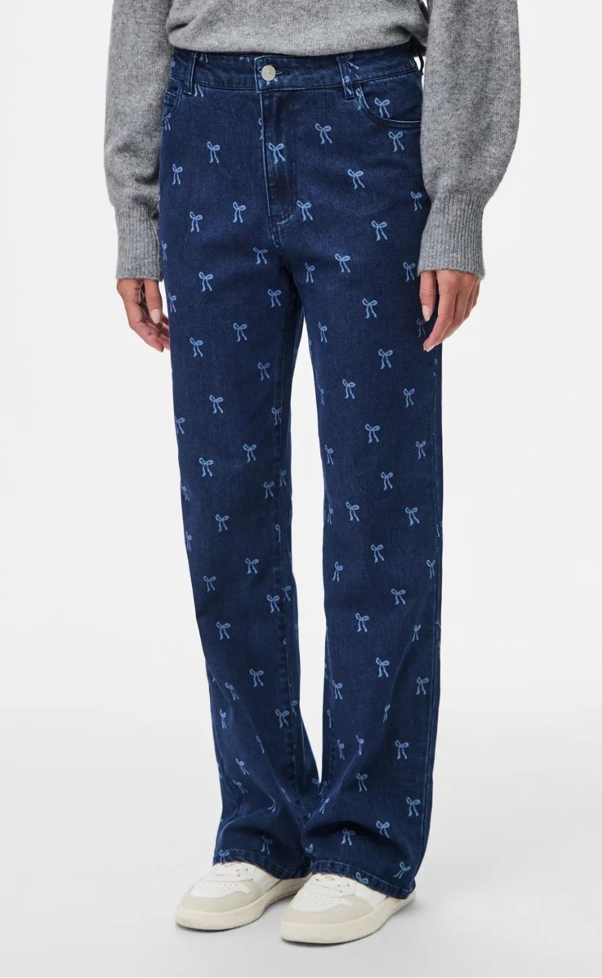 Pieces Bukser Malume Hw Dark Blue Denim