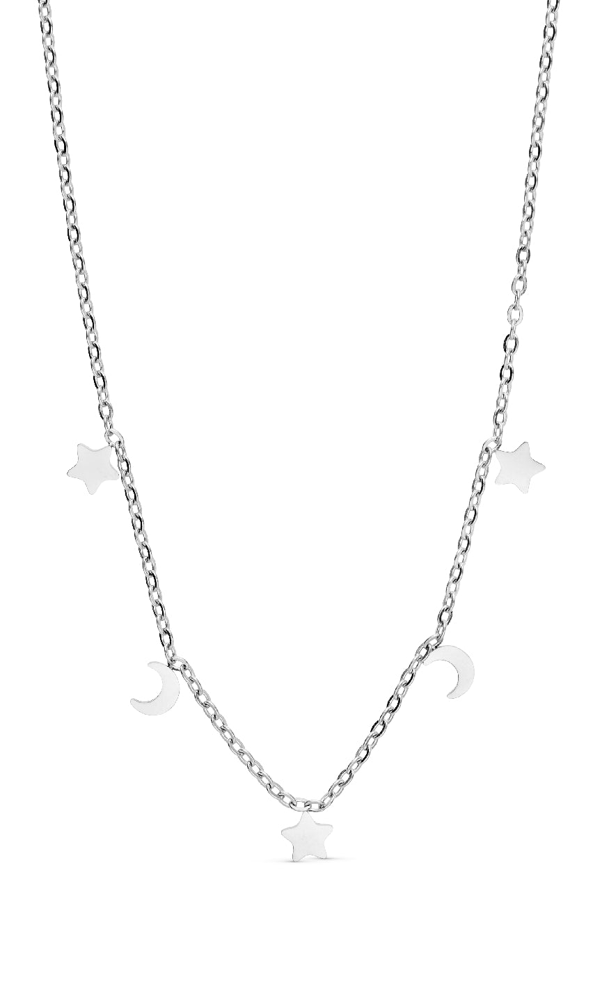 Smykkeli Copenhagen Halskæde Porto Moon Stars Silver Colour
