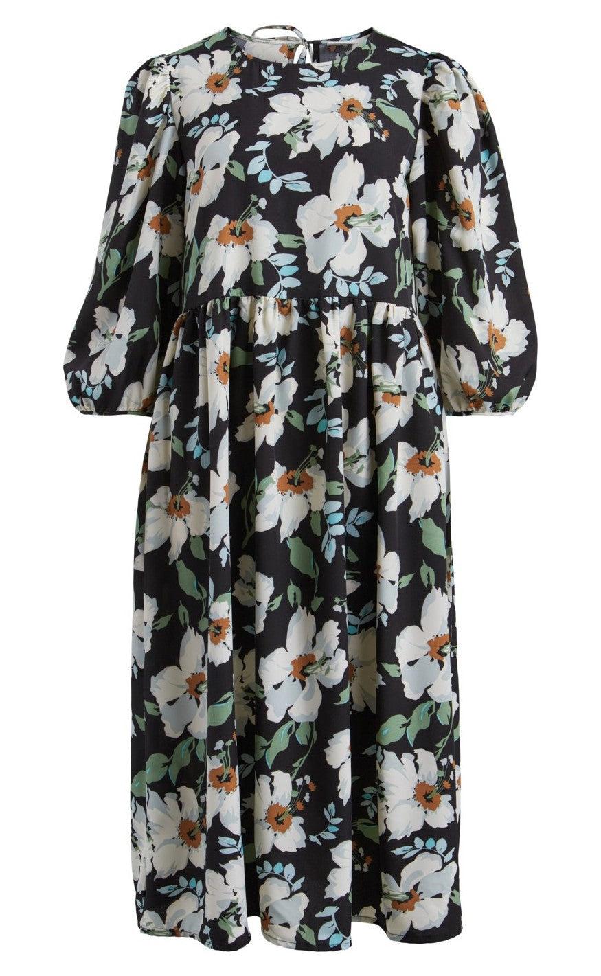 Vila Kjole Pay Black    Flowers
