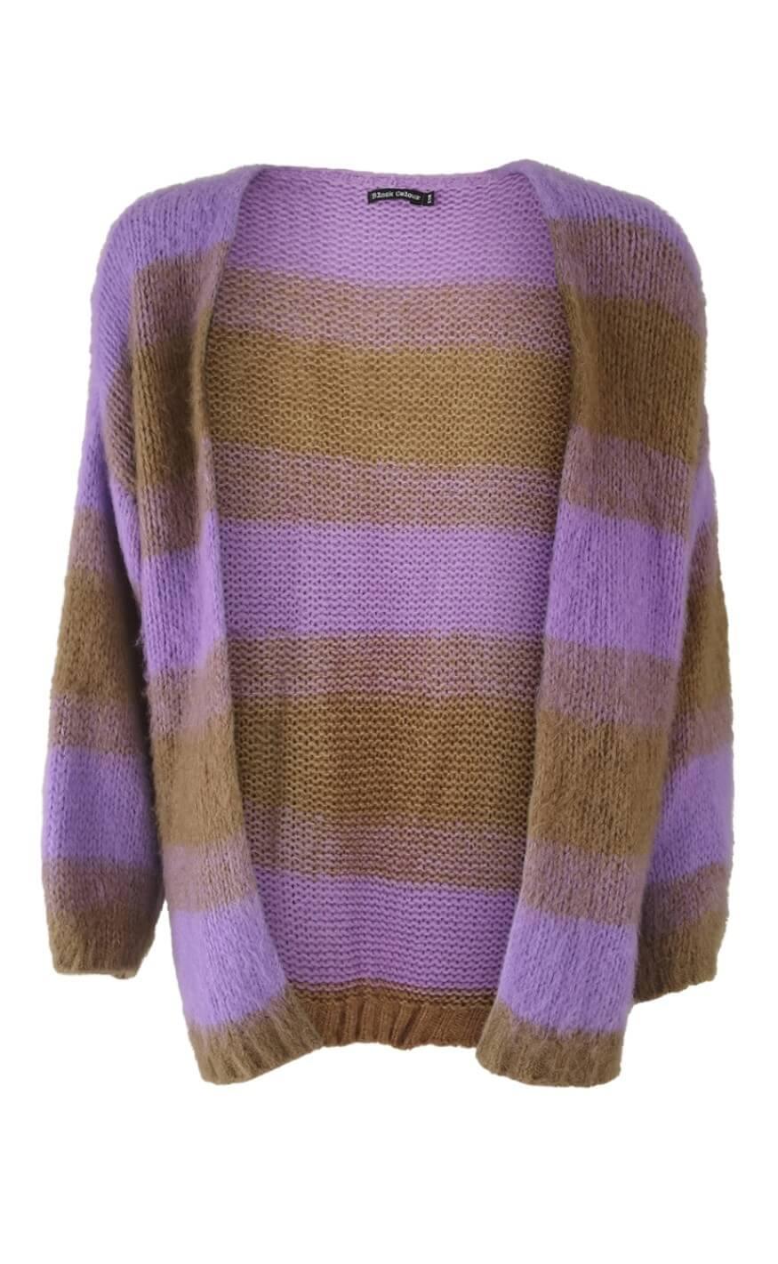 Black Colour Cardigan Avery Brushed Purple