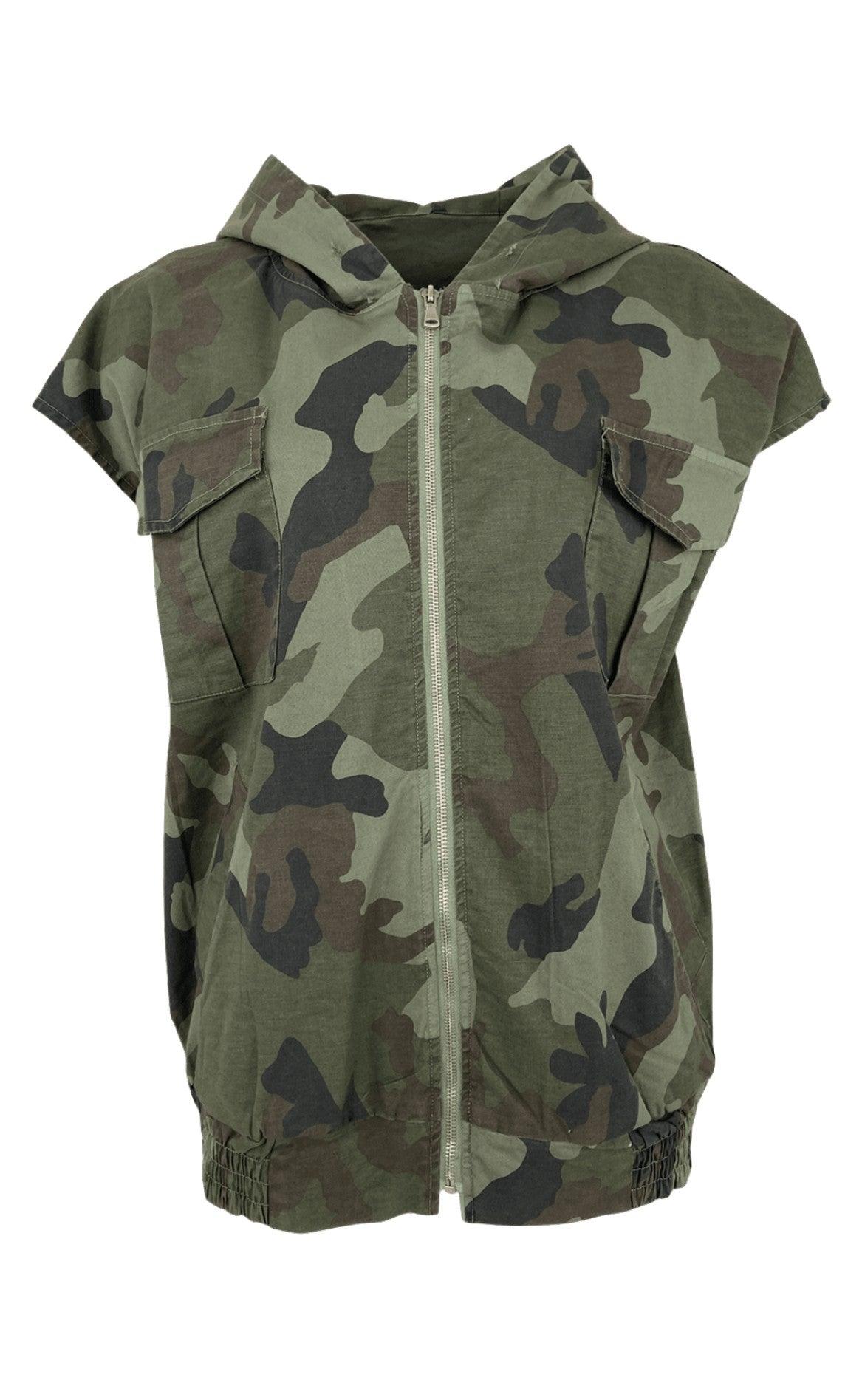 Black Colour Hoodie Vest Davis Camouflage