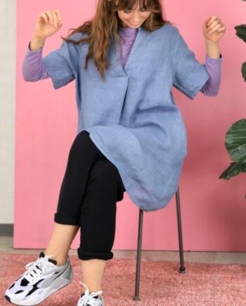 Black Colour Kjole Siena Linen Tunic Light Blue