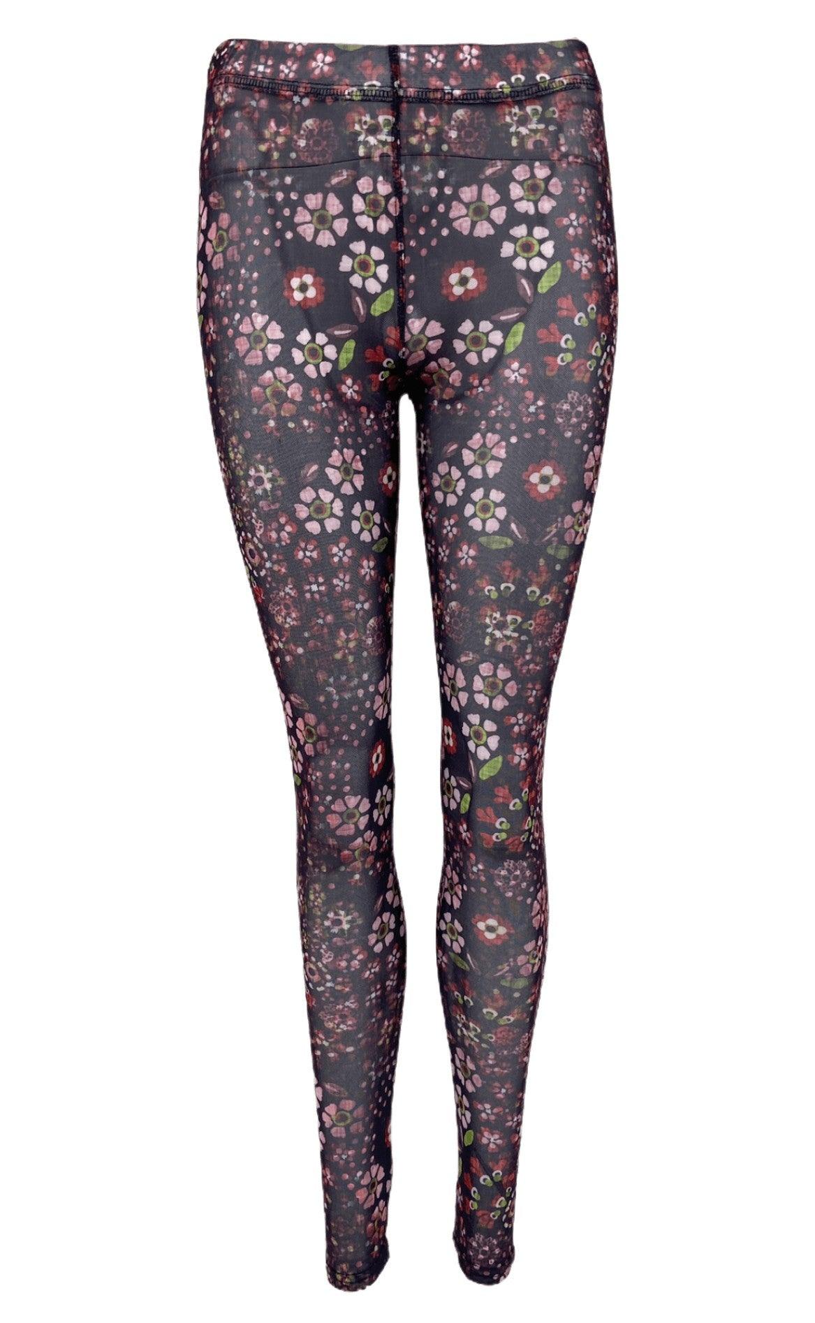 Black Colour Leggings Annie Mesh Winter Floral