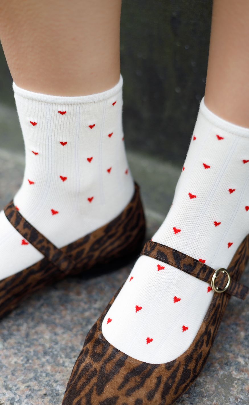 Black Colour Strømper Alea Creme    Red Hearts