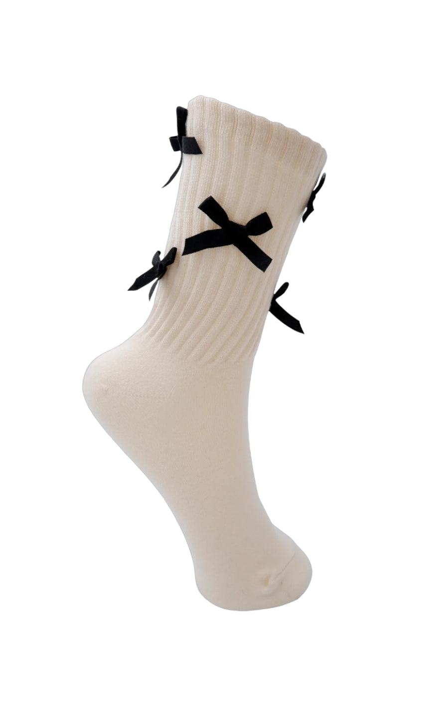 Black Colour Strømper Bow Off White