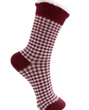 Black Colour Strømper Lumina Wine Checkered