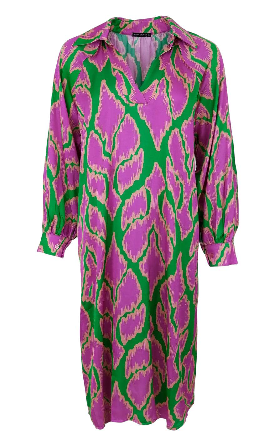 Black Colour Tunika Dea Silk Mix Green