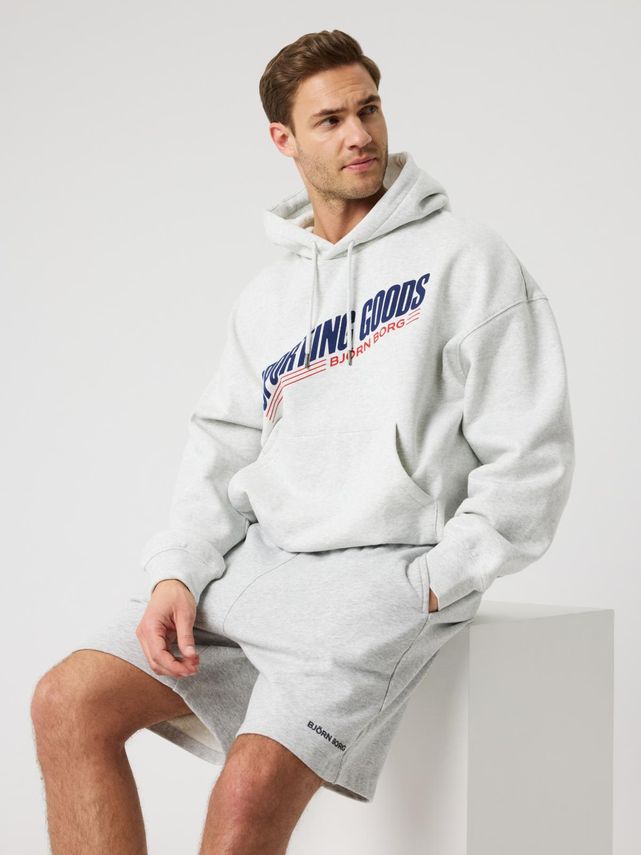 Borg Oversized Hoodie  Ultra Light Grey Melange