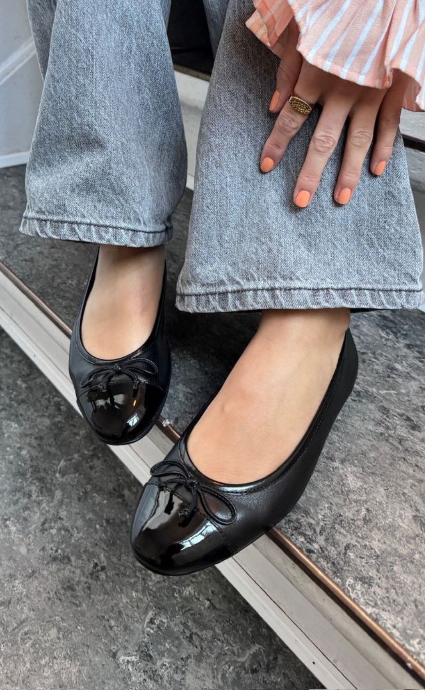 Copenhagen Shoes Ballerina Like Moving Patent Toe Black Patent