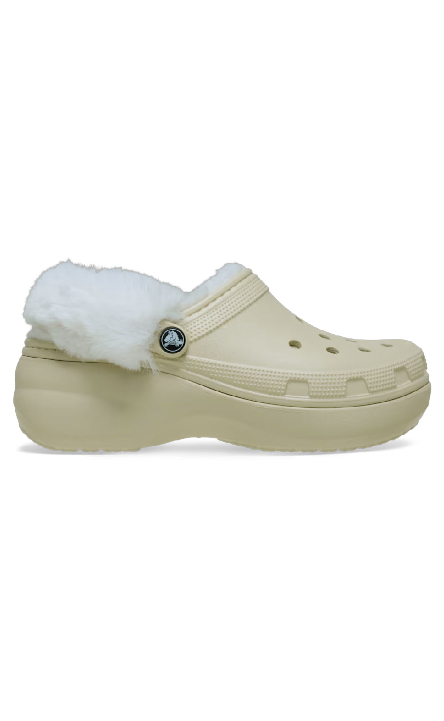Crocs Træsko Classic Platform Fuzz Lined Bone