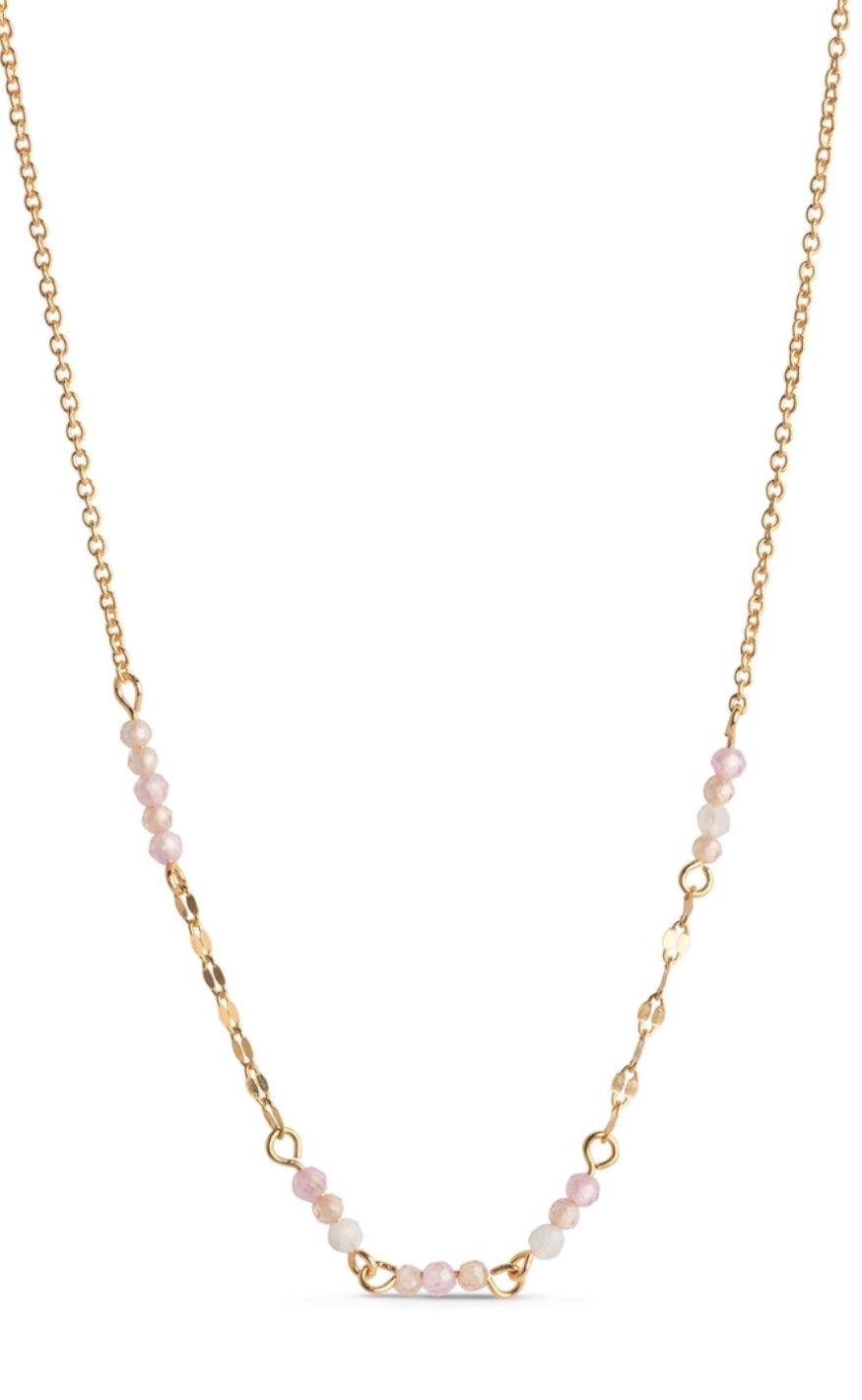 Enamel Copenhagen Halskæde Claire Moonstone Rose Pink Light Champagne