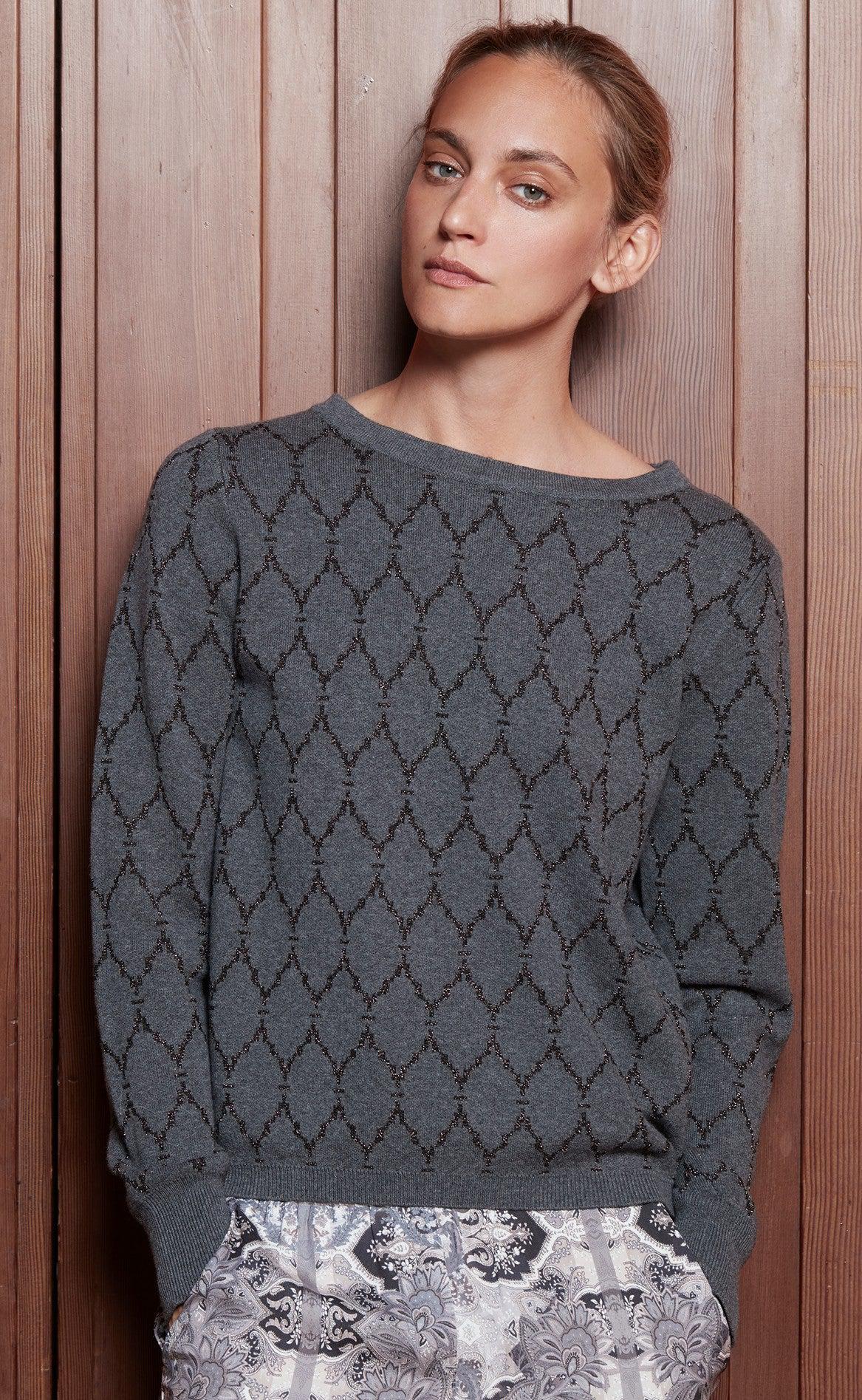 Gustav Bluse Aston Jacquard Knit Iron