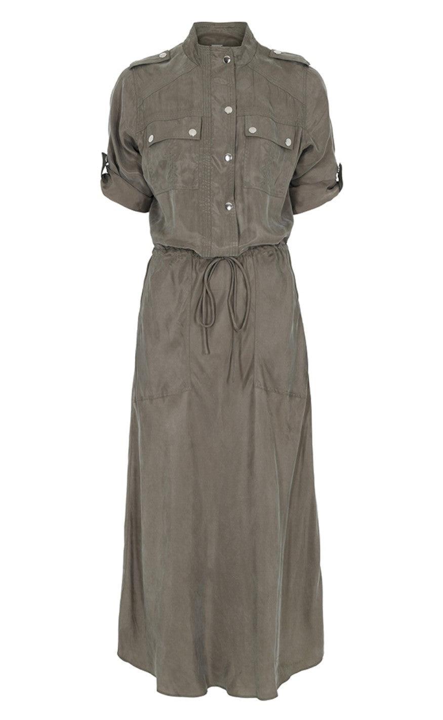 Gustav Kjole Britney Long Bias Cut Dried Green