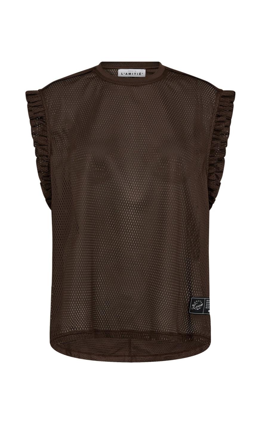Haute   39 Amitié Top Drift Frill Mocca