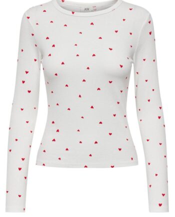 Jdy Bluse Sofia Cloud Dancer Chinese Red Heart