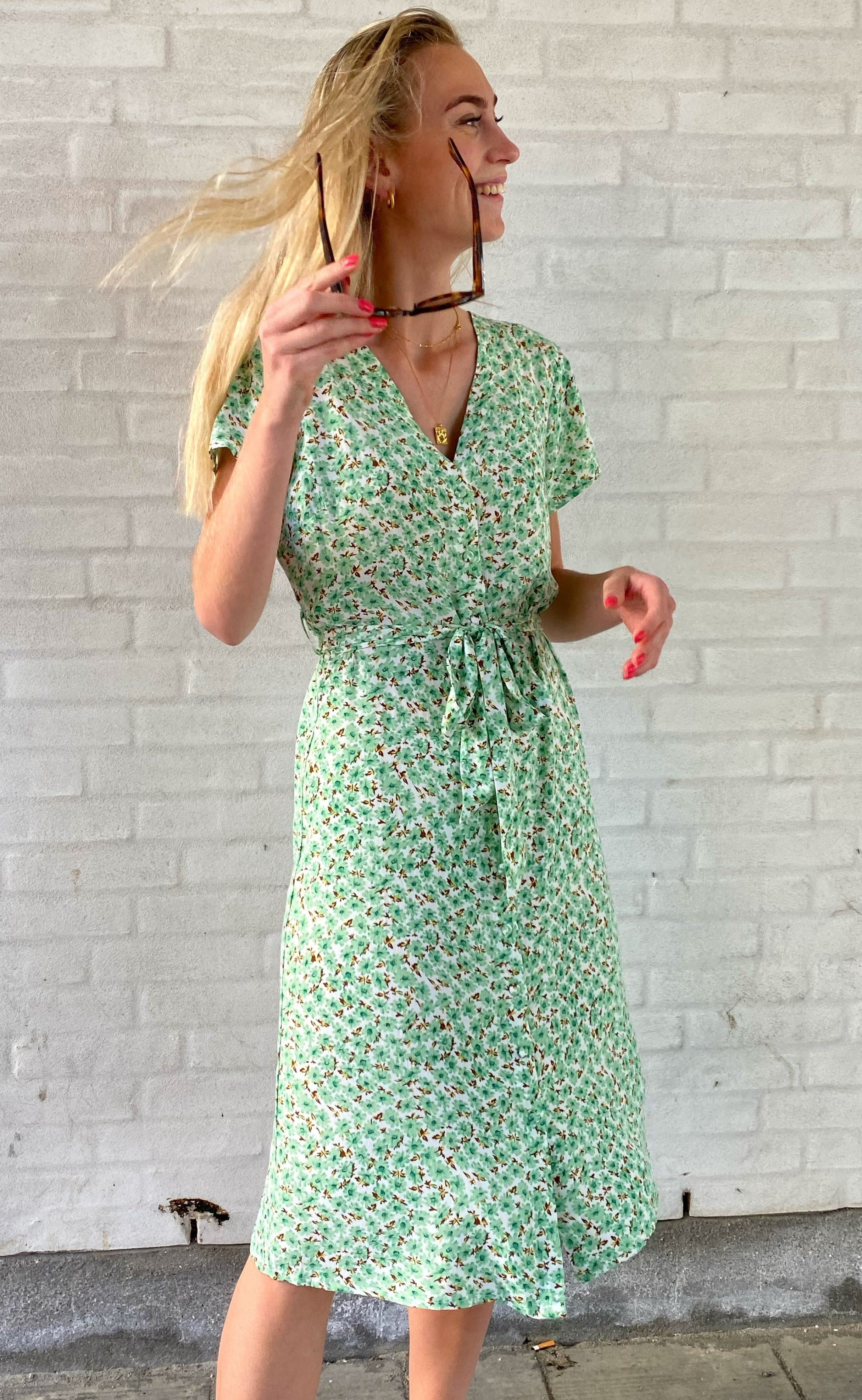 Say Ina Copenhagen Kjole Astrid Mint Green Flower