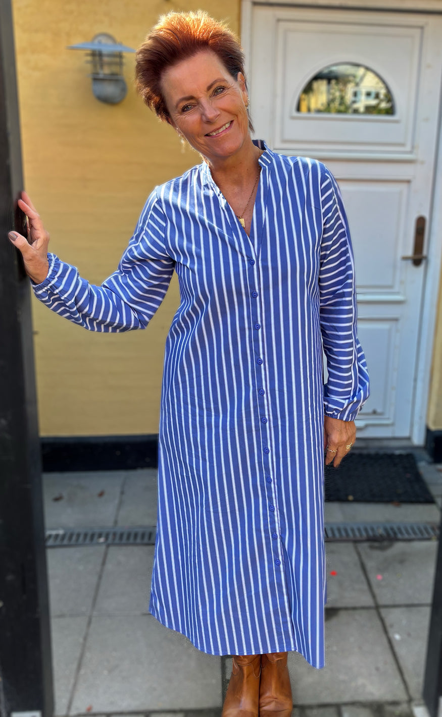 Say Ina Copenhagen Skjortekjole Cilla Dark Blue Striped