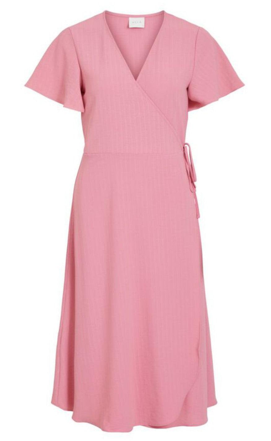 Vila Kjole Lovie Wrap Midi Wild Rose
