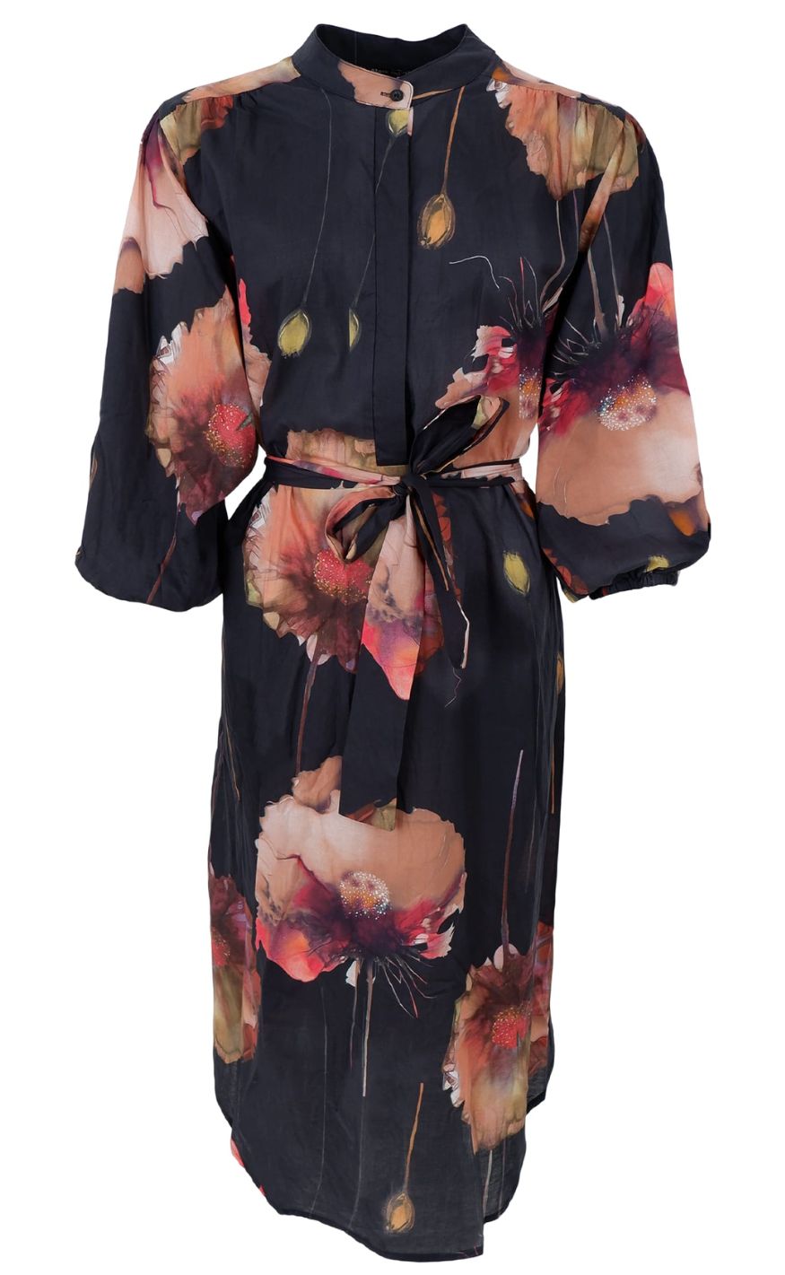 Black Colour Kjole Celine Black Flower